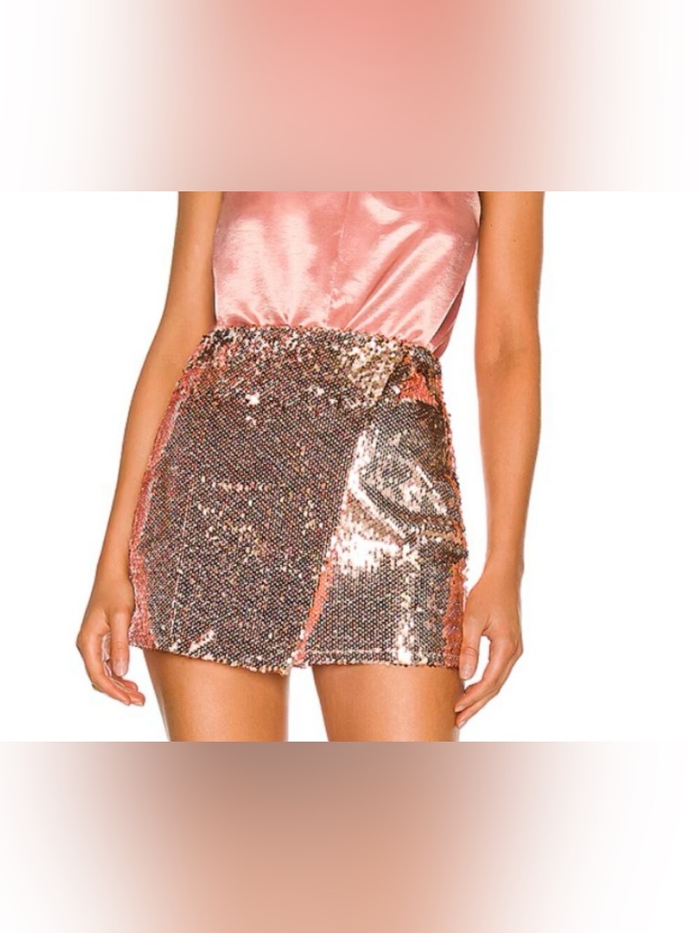 superdown Rose Gold Sequin Mini Skirt